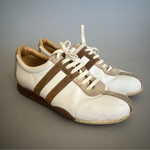 Bally Free White/Brown Stripes Low Top Athletic Leather Sneakers Mens Size 7.5